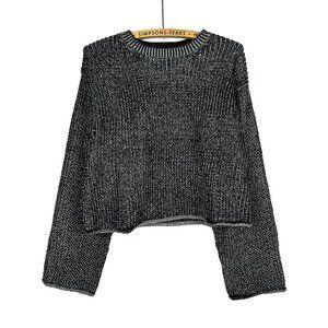 H&M Loose Fit Knit Sweater Black Melange Fall Size Small